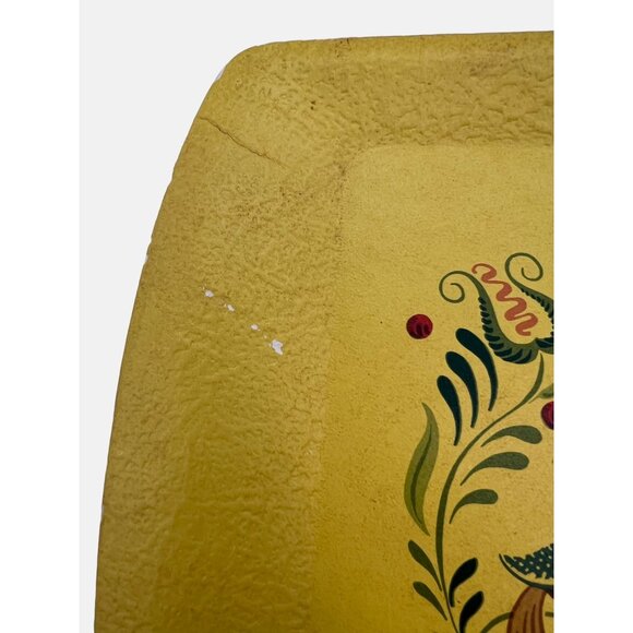 Vintage Kentley Yellow Buffet Trays Set Of 3 Folk Art Design MCM Grand Rapids - Picture 6 of 6